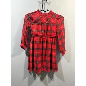 Kids Girls Wonder Nation Long Sleeves Plaid Dress Size Small (6-6X) Red